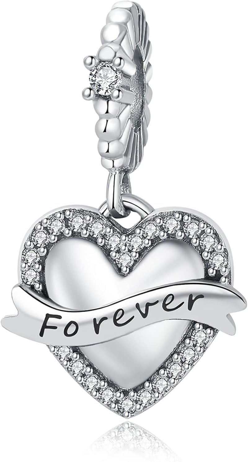 Linorui 925 Sterling Silver Charms Fit Pandora Charms Bracelet I Love You to The Moon and Back Fit Wife Mom Christmas Birthday Gift - Image 1