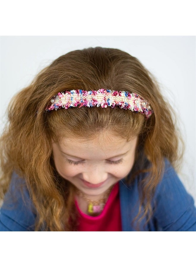 FROG SAC 2 Confetti Headbands for Girls, Rainbow Pearl Hair Bands for Kids, Cute Fashion Girl Head Band Hair Accessories (Pink Pearl) - Image 3