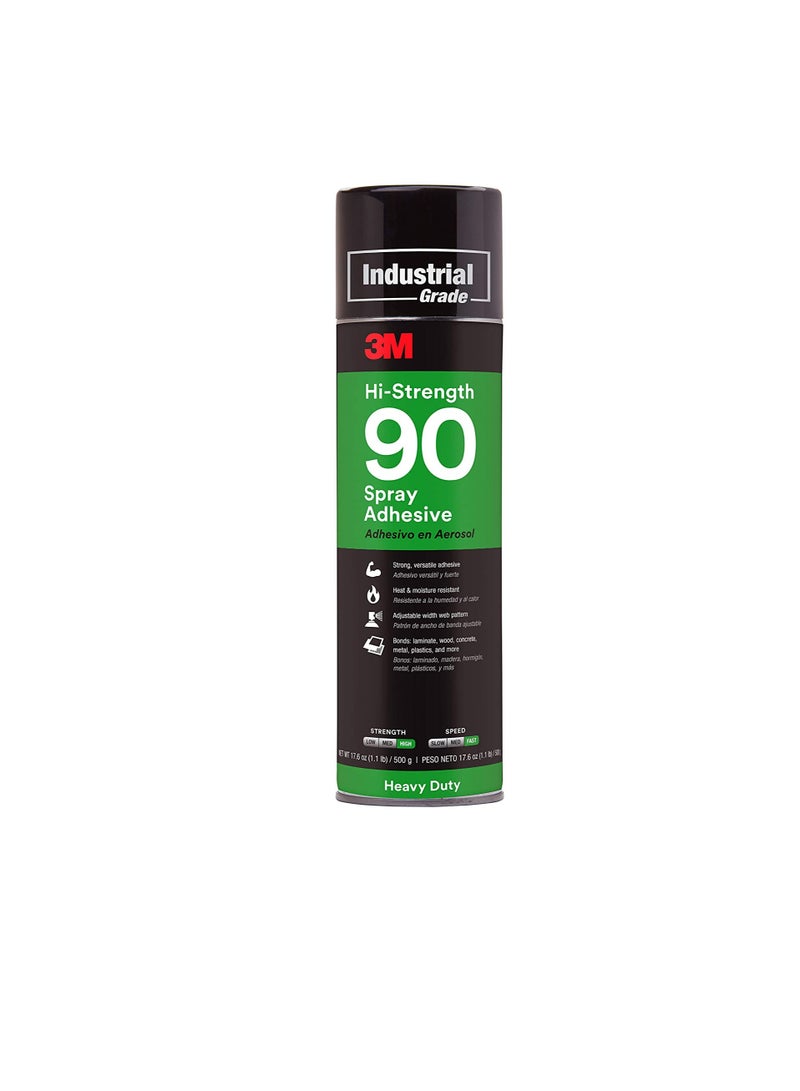 3M 3M Hi-Strength 90 Spray Adhesive Permanent  Bonds Laminate Wood Concrete Metal Plastic  Clear Glue Heat Moisture Resistant Strong Versatile Adhesive with Adjustable Nozzle 17.6 fl. oz. - Image 2