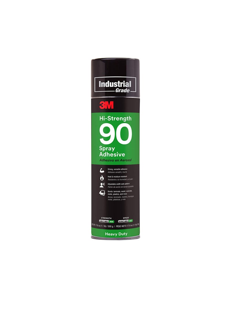 3M 3M Hi-Strength 90 Spray Adhesive Permanent  Bonds Laminate Wood Concrete Metal Plastic  Clear Glue Heat Moisture Resistant Strong Versatile Adhesive with Adjustable Nozzle 17.6 fl. oz. - Image 1