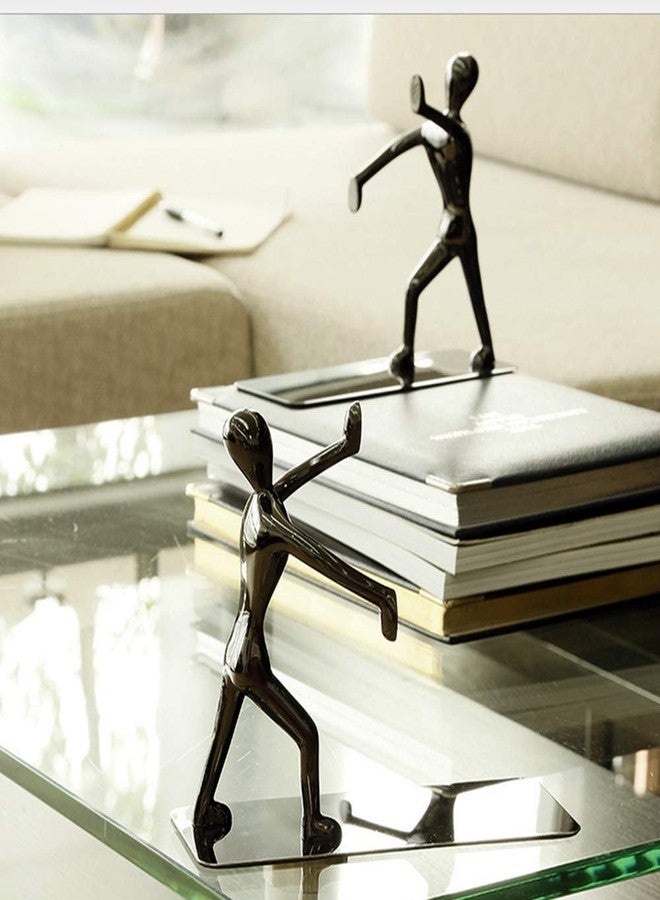 فاسموف فواصل كتب رجالية شديدة التحمل من الفولاذ المقاوم للصدأ من فاسموف، فواصل كتب مانعة للانزلاق، فواصل كتب فنية، زوج واحد (أسود) - Image 3