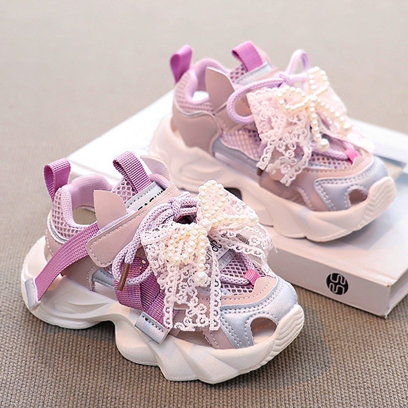 Girls'' Sandals 2026 Summer New Style Children''s Mesh Closed-Toe Sneakers Little Girl Princess Soft-Soled Single Mesh Shoes - Image 4