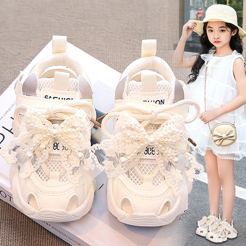 Girls'' Sandals 2026 Summer New Style Children''s Mesh Closed-Toe Sneakers Little Girl Princess Soft-Soled Single Mesh Shoes - Image 2
