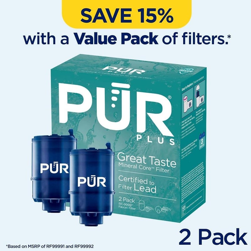 PUR PLUS Mineral Core Faucet Mount Water Filter Replacement (2 Pack) - Compatible with All PUR Faucet Filtration Systems - Image 2