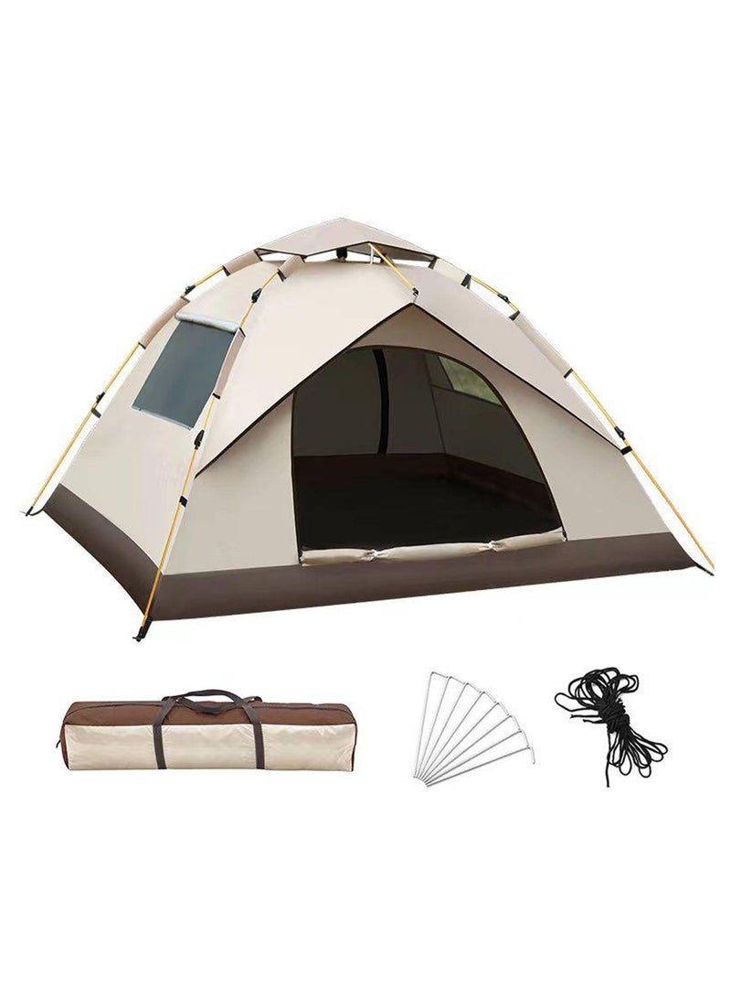 Rock Pow 4 Person Camping Tent Lightweight Waterproof Camping Hiking Tent Automatic Camp Tent Outdoor Easy Setup, Pop up Tent Desert Camping for Family and Friends with Removable Rainfly and Carry Bag - Image 1