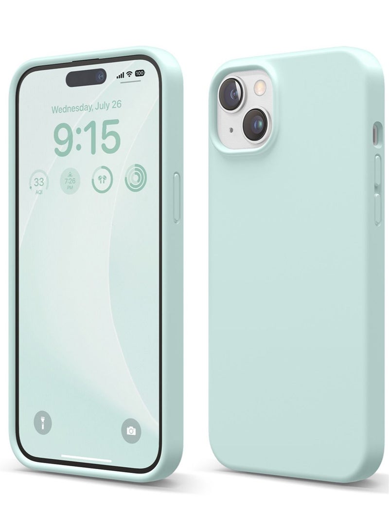 Elago Liquid Silicone for iPhone 15 Case Cover with Full Body Protection, Shockproof, Slim, Anti-Scratch Soft Microfiber Lining - Aqua Sky