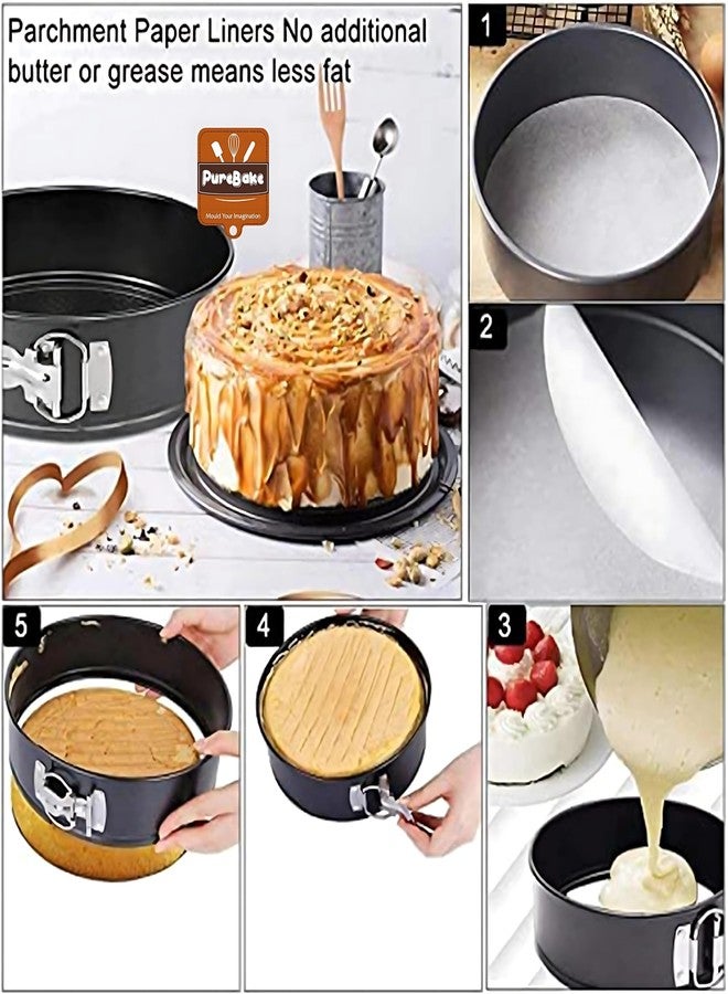 PureBake Round Cake Tin Set SGS Certified Non-Stick Springform Moulds 3 Pieces 7 8 8.5 Inch Removable Bottom Cheesecake Moulds for OTG Microwave Baking Durable Cake Pans for Home Bakers, Black - Image 4