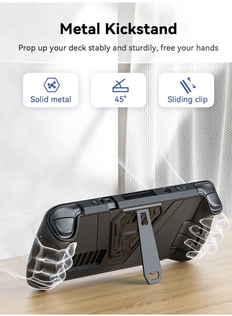 Protective Case for Steam Deck with Kickstand, Accurate Cutouts, Anti-Slip Comfort Grip, TPU Shockproof Cover Shell for Steam Deck, Black - Image 2