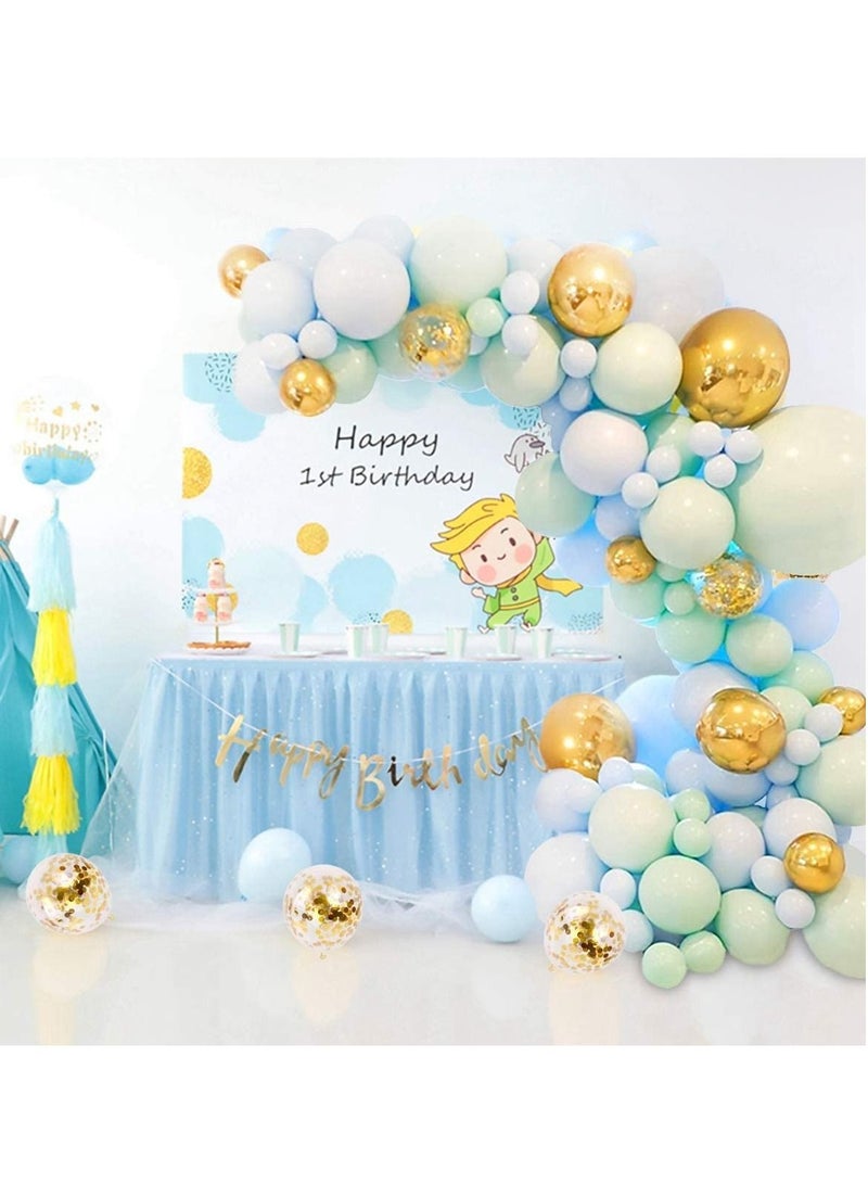 JOLLITY LLC Baby Shower Green Blue Garland Kit Macaron Latex Confetti 4D Golden Balloon for Girl  Boy Birthday Party Decorations (126pcs) - Image 3