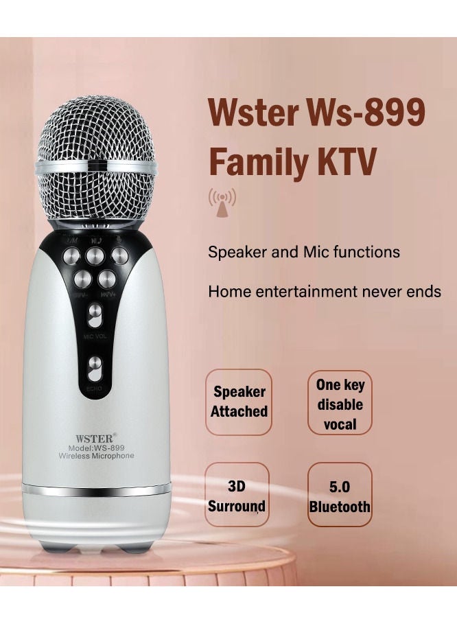ويستر WS-899 Duet Mode Dual Wireless Support مبدل الصوت كاريوكي ميكروفون محمول بلوتوث المتكلم - Image 3