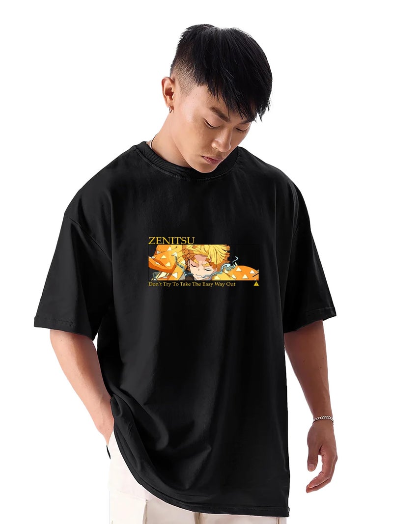 fanideaz Mens Oversize Cotton Printed T Shirt Comfort and Style Over Sized t Shirts for Men with Drop Shoulder Tshirt for Men Oversized fit Baggy Tshirt Mens_2218B_S_Black18 - Image 4