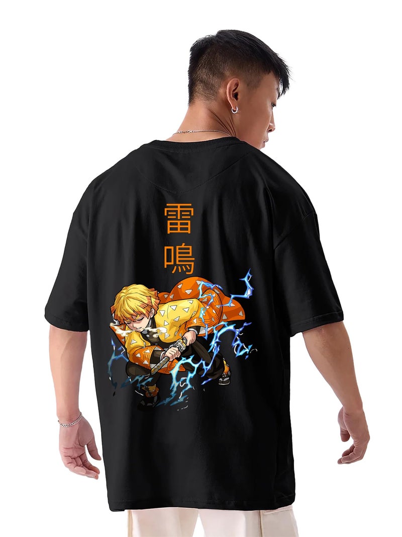 fanideaz Mens Oversize Cotton Printed T Shirt Comfort and Style Over Sized t Shirts for Men with Drop Shoulder Tshirt for Men Oversized fit Baggy Tshirt Mens_2218B_S_Black18 - Image 5