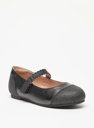 جونيورز Girls Textured Ballerina Shoes With Hook And Loop Closure