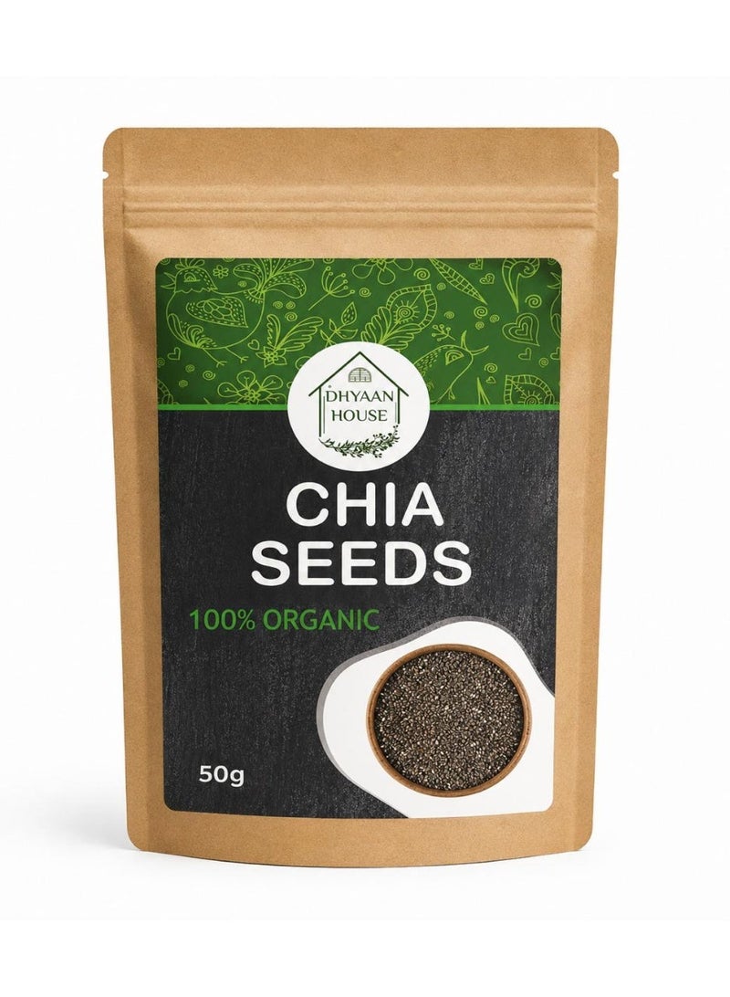 Dhyaan House Pure Chia Seeds - 50 gm - Image 1