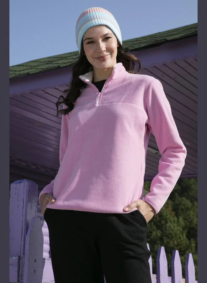 Lela Lela Slim Fit Soft Textured Anti-Pilling Half-Zip Fleece Women's Jacket 5907000