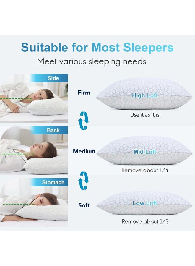 QUTOOL Shredded Memory Foam Pillows for Sleeping, King Size Pillow, Cooling Gel Pillows for Hot Sleepers Luxury Bed Pillow for Side and Back Sleeper, Soft yet Support Adjustable Pillow with Extra Fill - Image 5