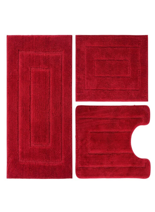 WCBSTT Bathroom Rugs Sets 3 Piece, with 20" x 28" U-Shaped Toilet Rug, Ultra Absorbent and Super Soft Touch, Non-Slip, Microfiber Plush,Rectangular Pattern, Quick Dry Bath Mats for Bathroom, Tub, Bedroom - Image 1
