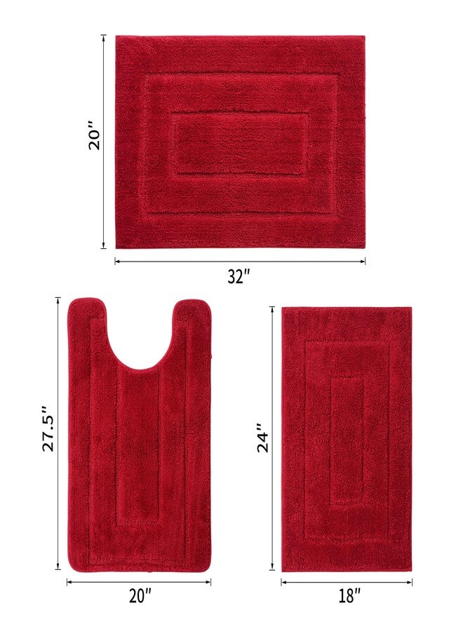 WCBSTT Bathroom Rugs Sets 3 Piece, with 20" x 28" U-Shaped Toilet Rug, Ultra Absorbent and Super Soft Touch, Non-Slip, Microfiber Plush,Rectangular Pattern, Quick Dry Bath Mats for Bathroom, Tub, Bedroom - Image 2
