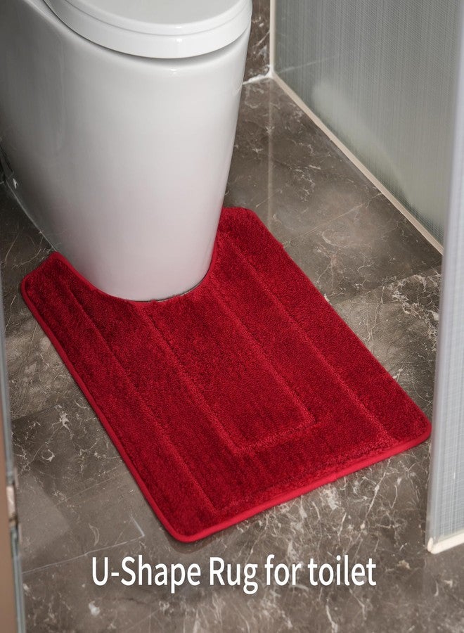 WCBSTT Bathroom Rugs Sets 3 Piece, with 20" x 28" U-Shaped Toilet Rug, Ultra Absorbent and Super Soft Touch, Non-Slip, Microfiber Plush,Rectangular Pattern, Quick Dry Bath Mats for Bathroom, Tub, Bedroom - Image 5