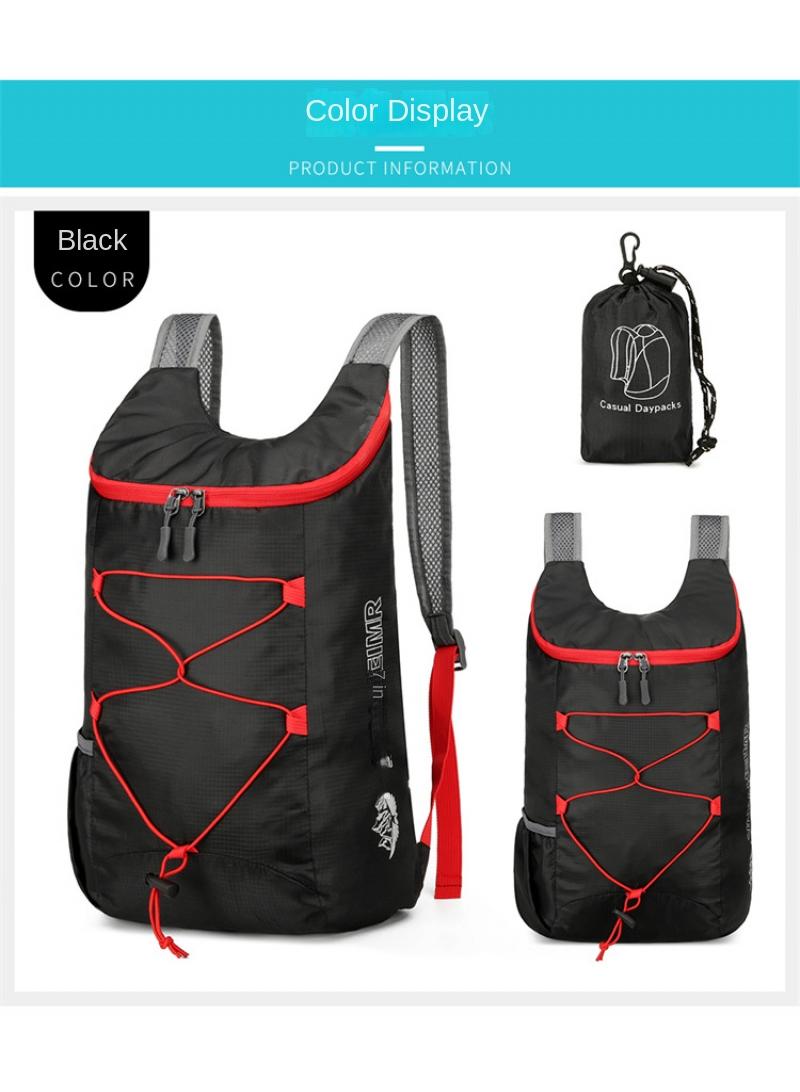 Generic Outdoor Riding Bag Ultra-Light Oxford Cloth Hiking Bag Waterproof Foldable Backpack Black - Image 5