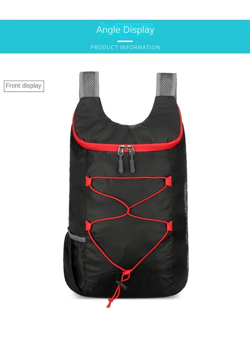 Generic Outdoor Riding Bag Ultra-Light Oxford Cloth Hiking Bag Waterproof Foldable Backpack Black - Image 4