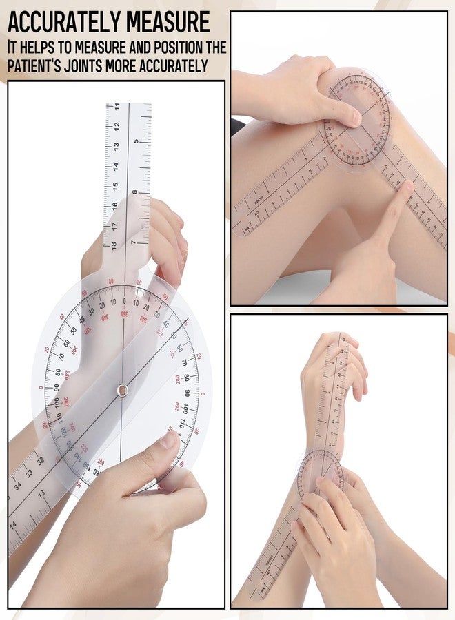 Relaxweex 9 Pcs Physical Therapy Goniometer Tools Set Include 6 Pcs 6, 8, 12 Inches Goniometer Set with 2 Pcs Retractable Body Measuring Tape and Gait Belt for Occupational Therapy - Image 5