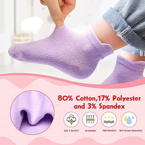 HYzgb Toddler Girls Socks 1T 2T 3T Non Slip with Grippers 12 Pairs Baby Ankle Cotton Grips Socks 12-18-24 Months for Girls 1-2-3 Years Old (Bright Candy Colors) - Image 5