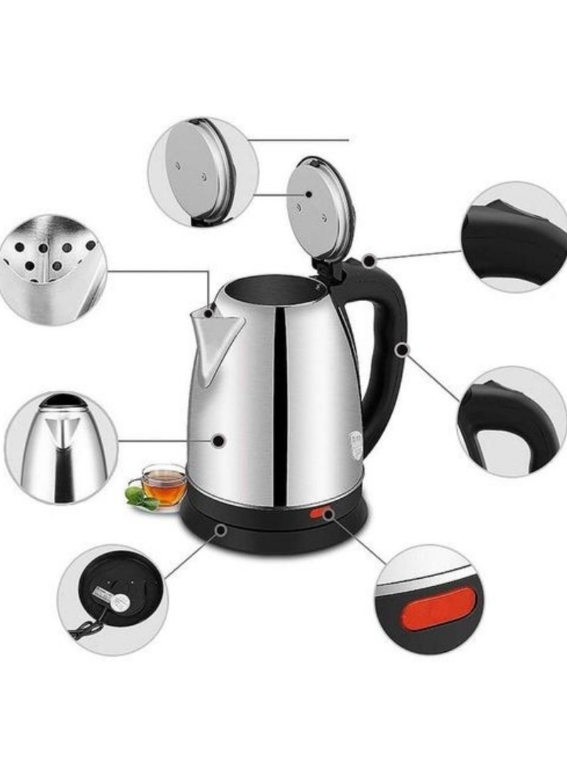 غلاية كهربائية من الفولاذ المقاوم للصدأ بقدرة 1500 واط وسعة 1.5 لتر – تصميم أنيق باللون الفضي والأسود - Image 3