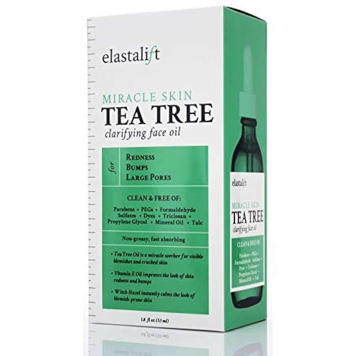 Elastalift Tea Tree Oil Facial Spot Treatment W/Witch Hazel Clarifying Tea Tree Oil For Face Helps Target Redness, Acne, Bumps, Dry Itchy Skin, & Large Pores. Non-Irritating Formula, 1.8 Fl Oz - Image 5