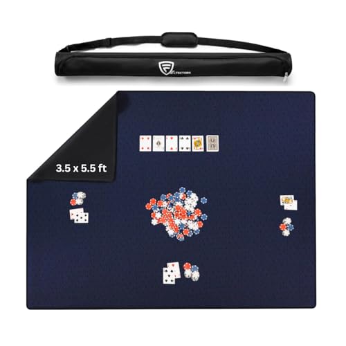 Feltectors Board Game Mat 42 x 66 Inches Mahjong Mat for Table with Carrying Bag Neoprene Playmat Anti Slip Table Cover for Board Games Tile Poker RPG and Dominoes  Blue - Image 1