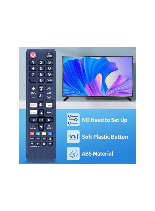 ELTRAZONE Universal Remote Control Compatible with All Smart LCD, LED, SUHD, UHD, HDTV, and 3D TVs – Replacement for BN59-01199F, BN59-01315B, BN59-01315J, BN59-01315N, N59-01315A, BN59-01315D, BN59-01178W – Easy Setup, Ergonomic Design, Reliable Performance - Image 5