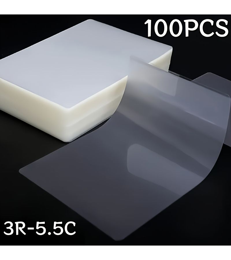 100 Pcs 3R Clear Hot Laminating Bag PVC Film Heat Seal Letter Size Compatible With All Offices And Schools For Hot Laminating Machines Suitable For Certificates Photos Posters - Image 1