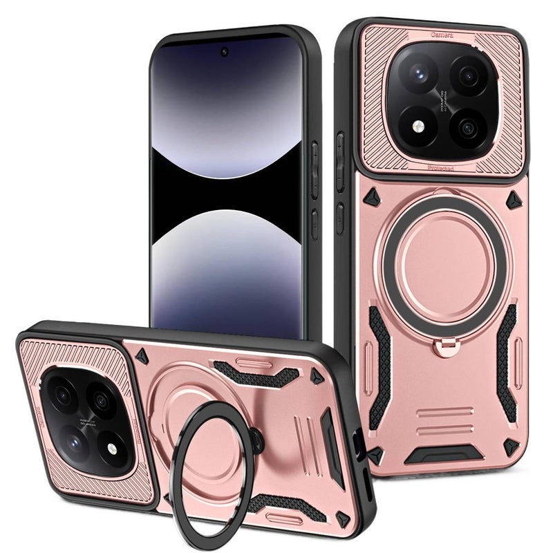 غطاء واقي بPC+Silicone لـ Redmi Note 14 Pro مع مقاوم للصدمات وحماية من السقوط مع مقاوم للصدمات مع حامل قائم مع مغناطيس قوي باللون أزرق مغناطيسي بوظيفة حامل من السيليكون باللون الأ. - Image 4