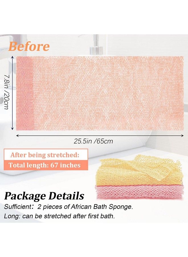 Shappy قطعتان من إسفنجة تقشير الجسم الأفريقية، منشفة استحمام، منشفة استحمام، مقشر للجسم، مقشر للظهر، أكثر نعومة للبشرة للاستخدام اليومي أو كهدية (وردي خوخي كريمي) - Image 3