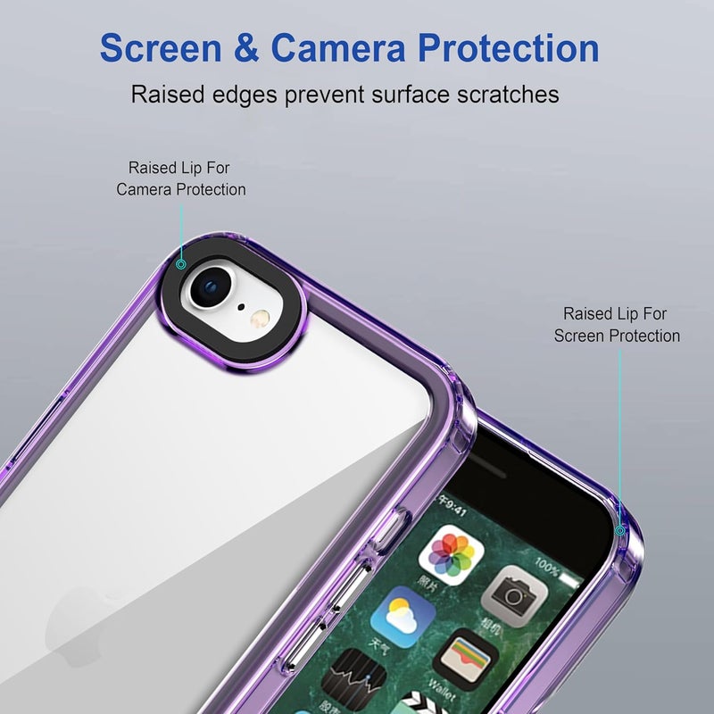 ZAPCASE غطاء خلفي لجهاز آيفون SE 2020 | متوافق مع غطاء خلفي لجهاز آيفون SE 2020 | حماية الكاميرا | (TPU + PC | بنفسجي شفاف) - Image 4