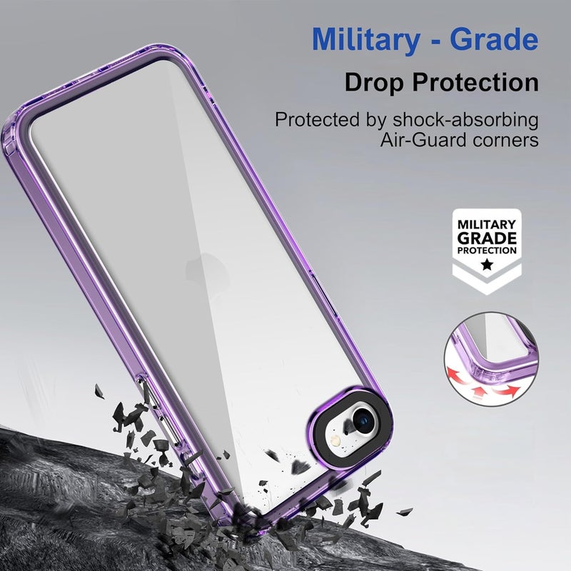 ZAPCASE غطاء خلفي لجهاز آيفون SE 2020 | متوافق مع غطاء خلفي لجهاز آيفون SE 2020 | حماية الكاميرا | (TPU + PC | بنفسجي شفاف) - Image 3