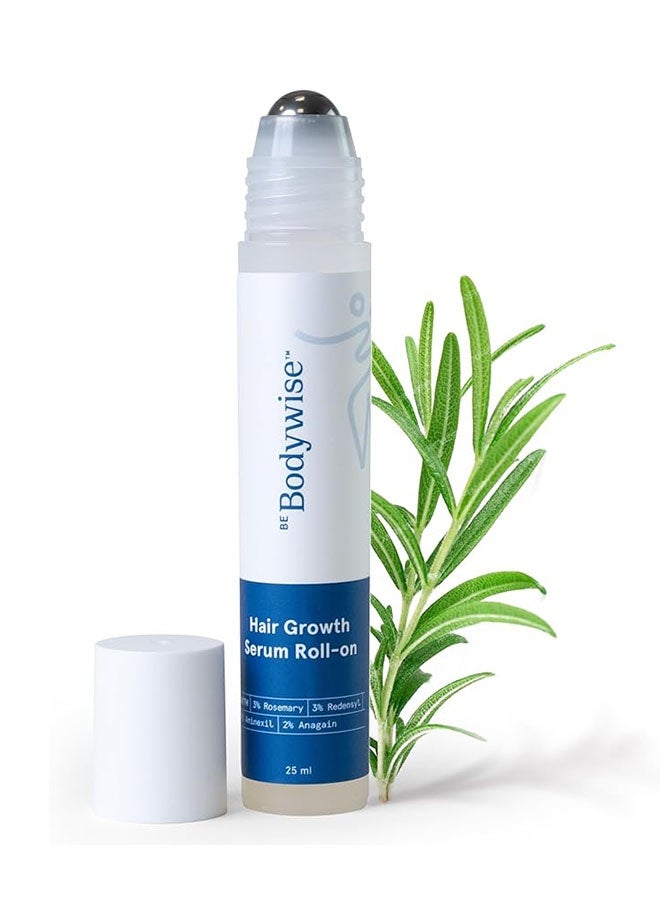 Be Bodywise Hair Growth Serum Roll On, Thicker and Stronger Hair, Prevents Hair Fall and Stimulates Follicles for All Hair Types, 25ml - Image 1