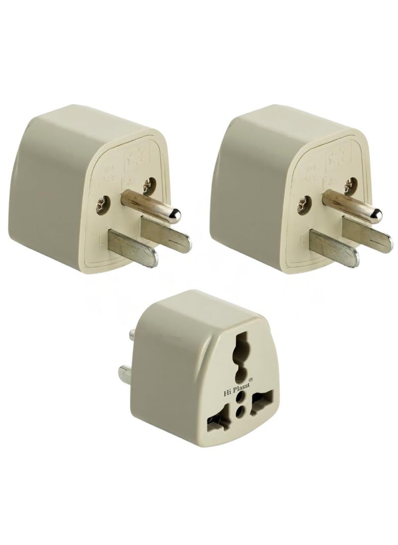 HI PLASST PINS N PLUGS HiPlasst 2 Pieces of Type B Plug for US Sockets TypeB Plug Adapter 3Pin Grounded Flat Pin Plug for US Devices India to USA Travel Adapter  - Image 1