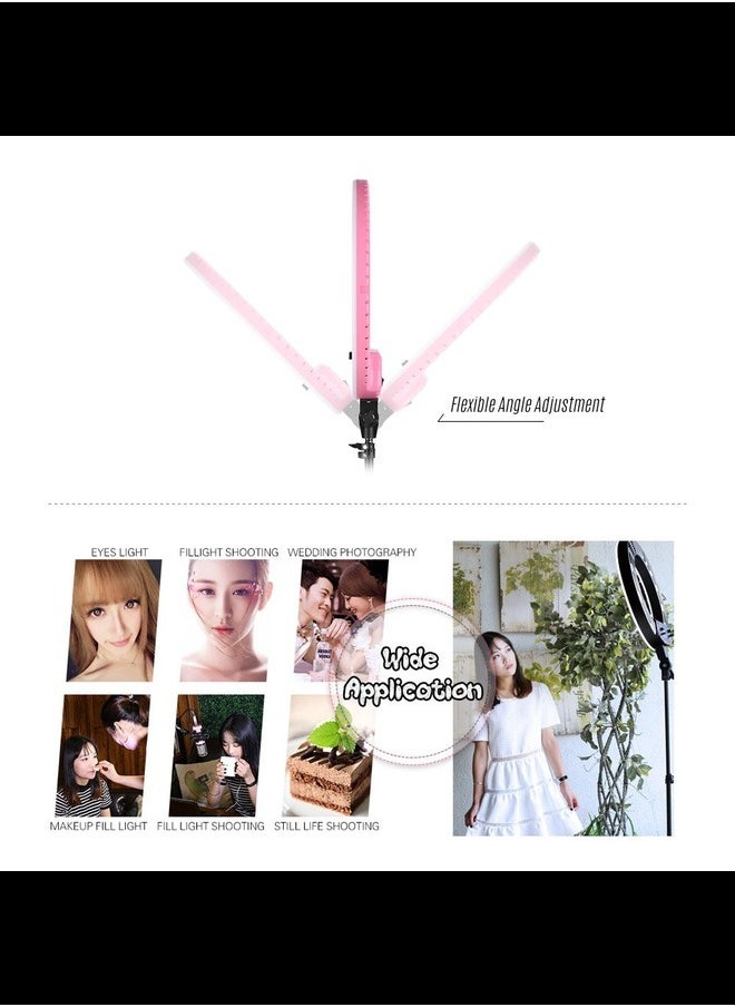 18inch LED Ring Light Fill-in Lamp Studio Pgraphy Ligng 80W Dimmable 3200K-5800K Bi-Color with Phone Holder Carrying Bag