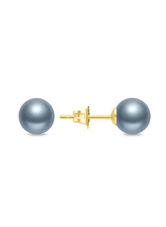 POLICE Opaline Gold-Plated Stud Earrings Lustrous Grey Pearl for Elegant Style