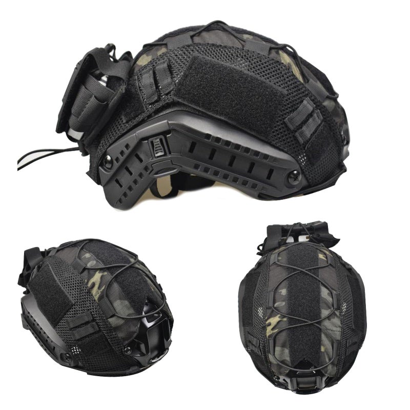 JFFCESTORE JFFCESTORE Tactical Fast Helmet Cover Set and Tactical Helmet Battery Pouch Counterweight Pouch Fit Size M/L Fast PJ BJ MH Helmet (BKCP/BLACK)  - Image 2