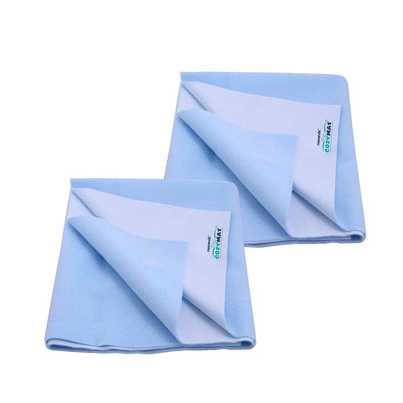 Newnik Quick Waterproof Dry Sheet Large Combo Pack of 2 Sky Blue (Each Size : 100 cm x 140 cm) - Image 1