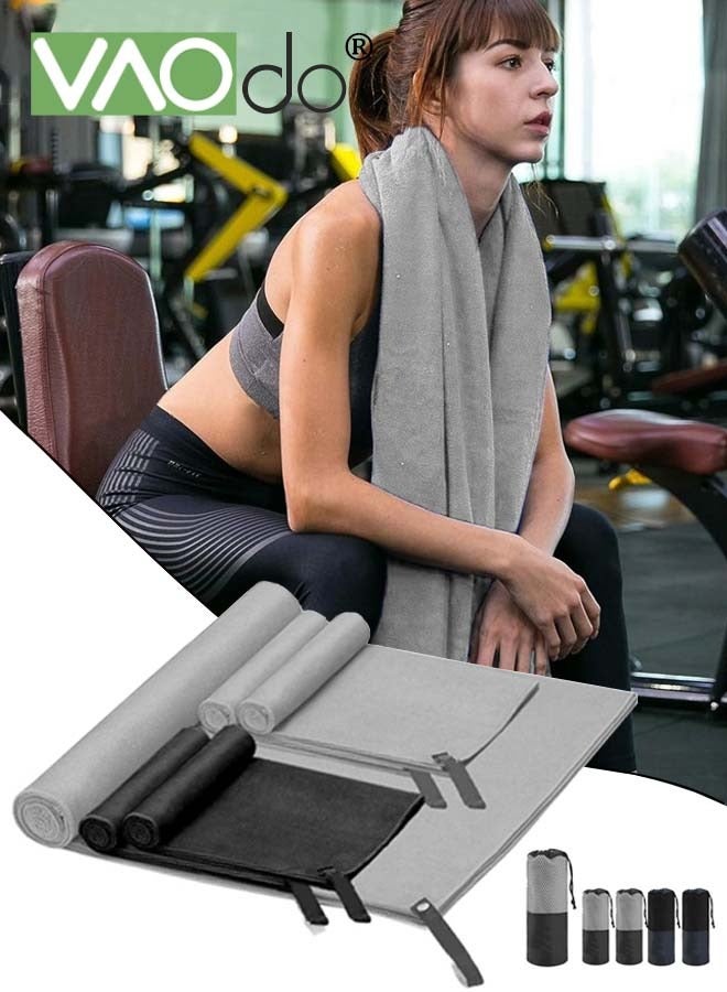 VAOdo 5PCS Cooling Towel,4 Towels and 1 Bath Towel,Soft Breathable Chilly Towel MicrofiberTowel for Yoga,Sport,Running,Gym,Workout,Camping,Fitness,Workout  - Image 1