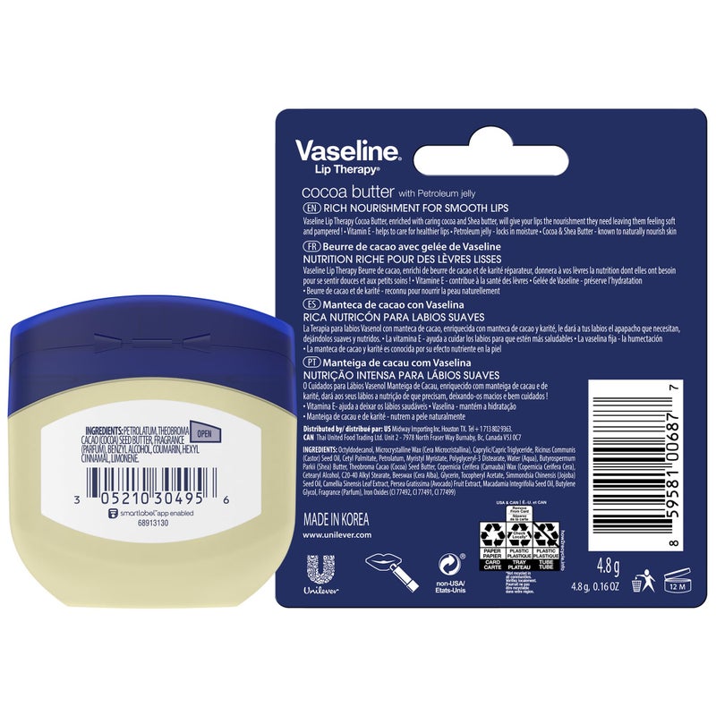 Vaseline Cocoa Butter Healing Jelly Travel-Size 6-Pack â€“ Rich Moisturizing Ointment, Skin Protectant for Soothing Cracked, Dry Skin, 1.75 Oz Ea - Image 2