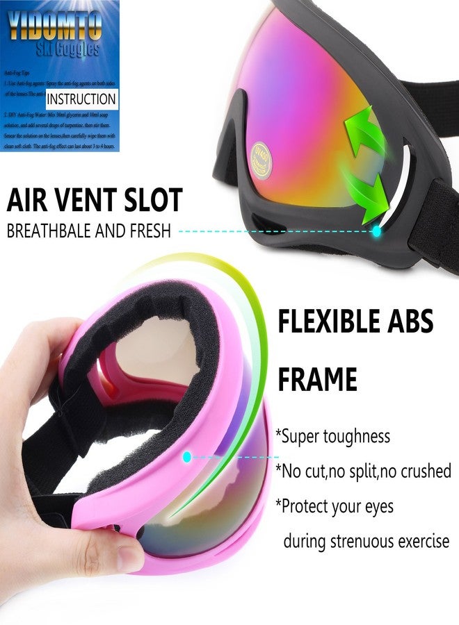 Yidomto Ski Goggles, Yidomto Pack of 3 Snowboard Goggles for Kids,Boys,Girls,Youth, Mens,Womens,with UV Protection,Windproof,Anti Glare(Black-Pink-White) - Image 4