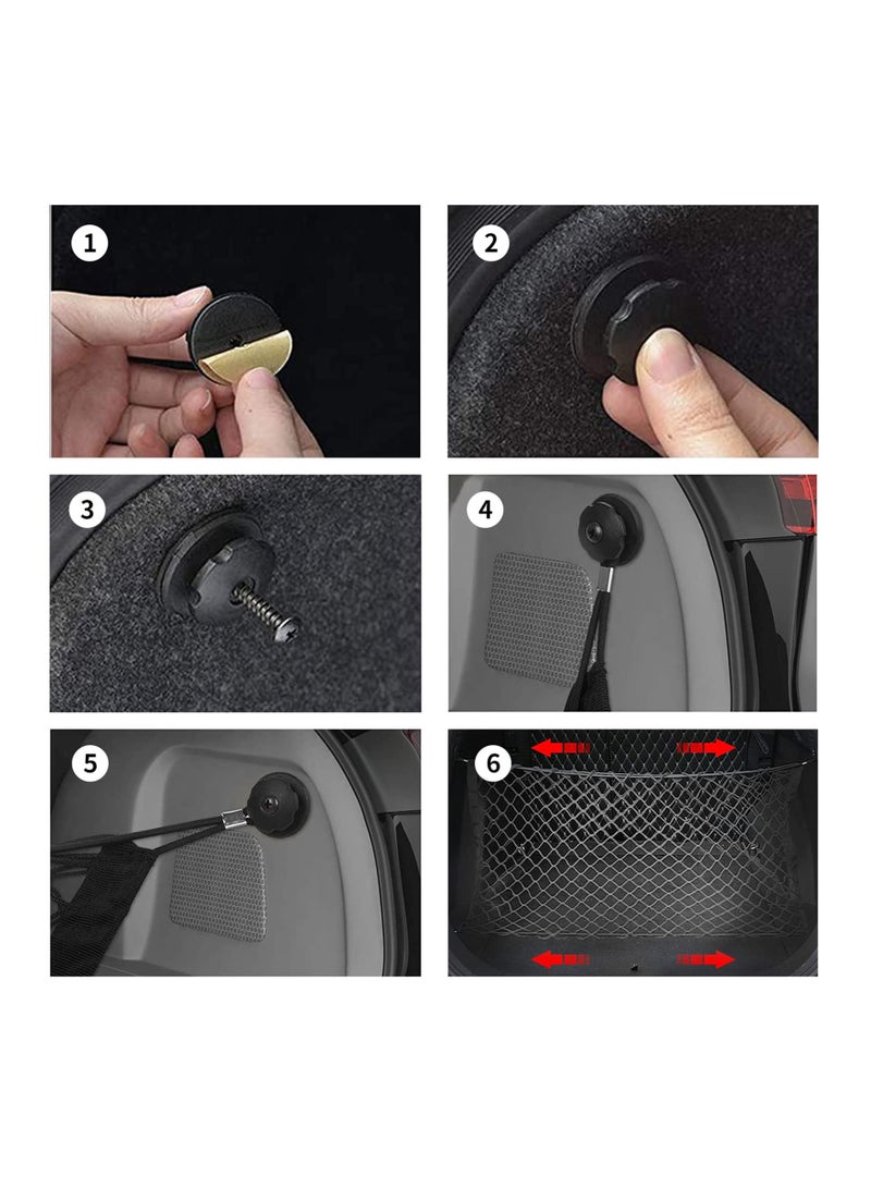 Universal Rear Cargo Net, Stretchable Elastic Nylon Storage Net， Adjustable Elastic Nylon Rear Trunk Cargo Storage Organizer, 35.5" x 15.7" with Hooks and Screws Fit for Car, Jeep, Suv, Truck - Image 5