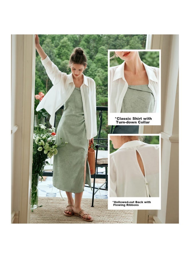 Olrain , Summer Women's Sun Protection Loose-fitting Top, Air Conditioning Shirt, Off-white, Size S - Image 3