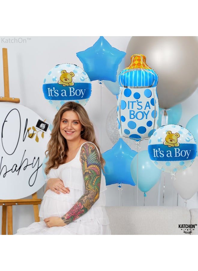 KATCHON , Its A Boy Balloons Set - Pack of 5 | Baby Boy Bottle Balloon | Foil Baby Boy Balloons | Gender Reveal Decorations | Its A Boy Baby Shower Decorations | Blue Gender Reveal Decoration - Image 2