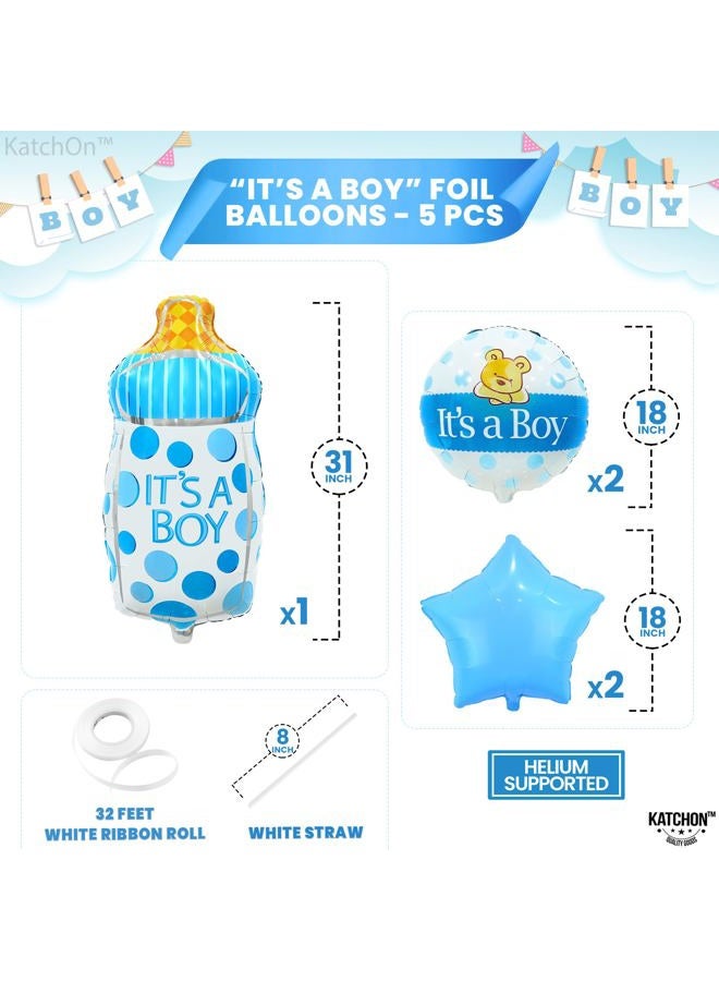 KATCHON , Its A Boy Balloons Set - Pack of 5 | Baby Boy Bottle Balloon | Foil Baby Boy Balloons | Gender Reveal Decorations | Its A Boy Baby Shower Decorations | Blue Gender Reveal Decoration - Image 4