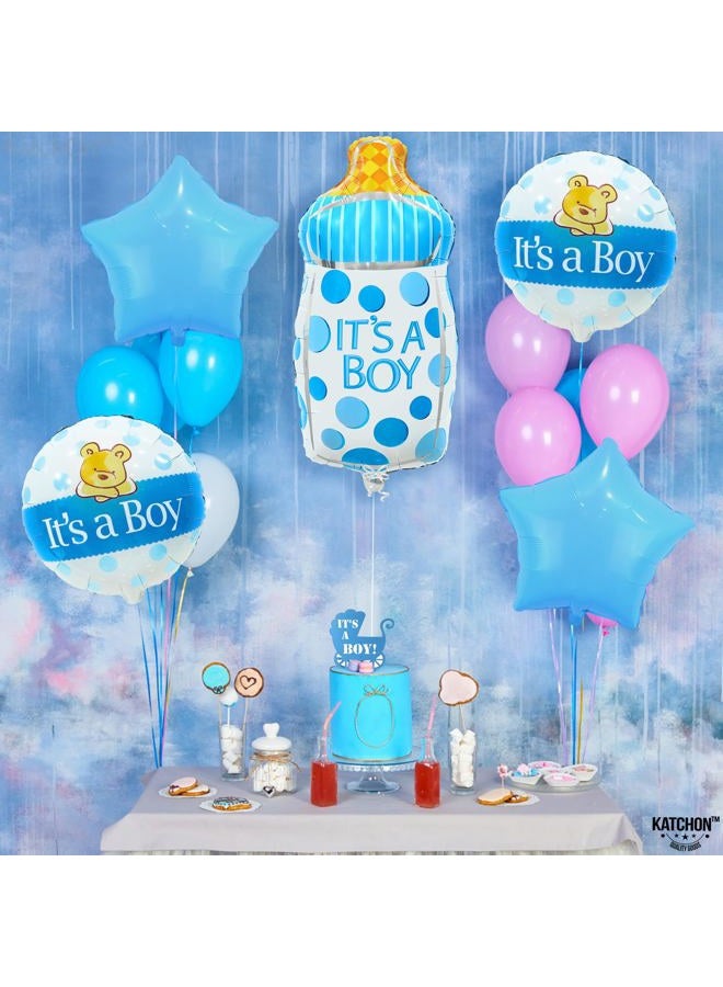 KATCHON , Its A Boy Balloons Set - Pack of 5 | Baby Boy Bottle Balloon | Foil Baby Boy Balloons | Gender Reveal Decorations | Its A Boy Baby Shower Decorations | Blue Gender Reveal Decoration - Image 3